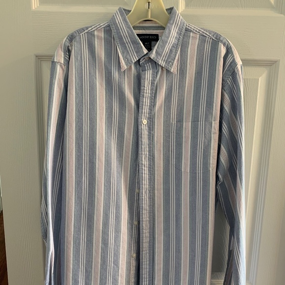 Lands End Men's Striped Button-Down Trad. Fit M/T - Picture 1 of 3